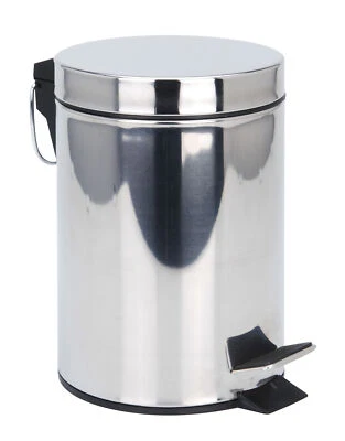Edelstahl Treteimer silber - 20 L - Kosmetik Pedal Badezimmer Müll Eimer rund - Bild 1 von 2