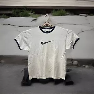 Nike Big Center Swoosh Grafik T-Shirt blau weiß Medium Made in USA Stoff Vintage - Bild 1 von 10