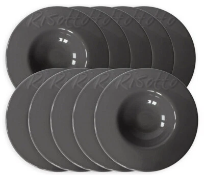 10er SET Risottoteller VESUV 26,5 cm Dunkelgrau - TRATTORIA - aus Porzellan /... - Bild 1 von 4