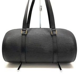 Auth LOUIS VUITTON M52222 BLACK EPI SOUFFLOT HANDBAG Noir LV F/S - Picture 1 of 18