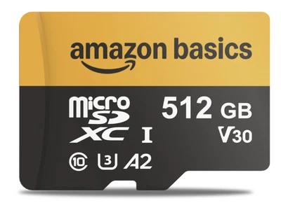 512GB microSDXC Card with Adapter - Amazon Basics, Read Speed Up to 200MB/s - Image 1 of 4