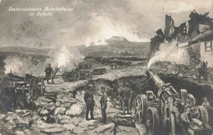 Postcard East. / Ung. Arnmee, Austrian. Engine battery in battle, field mail run on the 14th - Picture 1 of 2