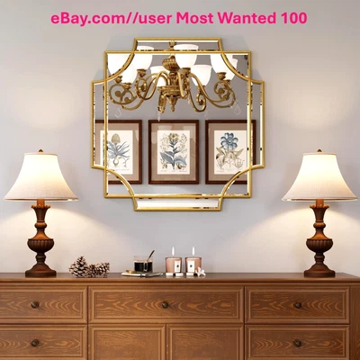 Mirror, Kelly Miller Gold Framed  for Wall, 26"x26" Gold Square Wall Mirror, - Image 1 of 4