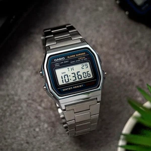 NEW CASIO Retro Classic Unisex Digital Steel Bracelet Watch A158WA-1YES Silver - Picture 1 of 10