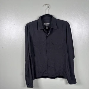 Blusa Top Ralph Lauren Etiqueta Negra Mezcla Seda Negra Con Botones Talla 10 - Imagen 1 de 6
