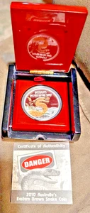 Tuvalu 2010 - Deadly And Dangerous: Eastern Brown Snake - 1 Oz. 999 Silbermünze - Bild 1 von 7