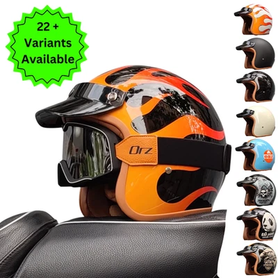 Retro Flame Motorcycle Helmet DOT Approved 3/4 Open Face Cruiser Scooter Helmet Foto 1 de 4