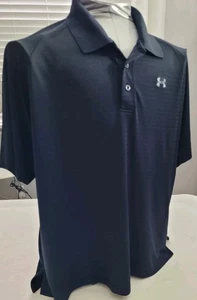 2XL Under Armour Logo Polo Schwarz Kurzarm Kragen 100% Polyester Atmungsaktiv - Bild 1 von 6