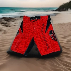 TLF Apparel Shorts Pockets Red Black SKULLS Swim Shorts size 30 - Picture 1 of 10