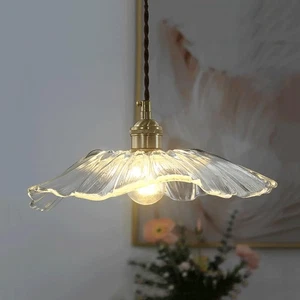Lampade a sospensione in vetro pieno ottone moderno lampada a sospensione 11 pollici con... - Foto 1 di 8