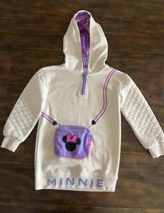 Disney Minnie Mouse Printed Fanny Pack Pullover Hoodie Size 6/7 - Picture 1 of 7