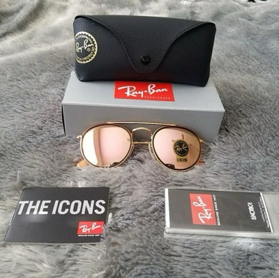 Ray-Ban Round Double Bridge RB3647N Rose Gold Flash Lens 51mm Sonnenbrille - Bild 1 von 4