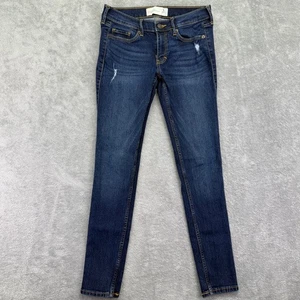 Abercrombie & Fitch Super Skinny Distressed Jeans Dark Wash Womens Size 2s 26x29 - Picture 1 of 11