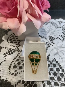 Swarovski Sign Emerald Green  Enamel ,Crystal Rhinestone Hot Air Balloon Brooch - Picture 1 of 11
