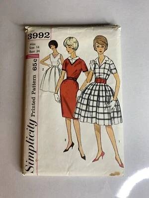 Vintage 60s Simplicity 3992 Sewing Pattern Dress with Two Skirts and Dickeys B34 - Image 1 of 4