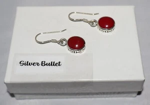Silpada Sterling Silver Petite Filigree Red Stone Cabochon Earrings W1298 - Picture 1 of 4