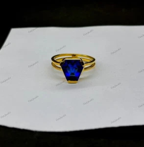 Einzigartiger Laborgefertigter Ring mit blauem Saphir, 925 massiv Sterlingsilber Handarbeit Ring - Bild 1 von 8