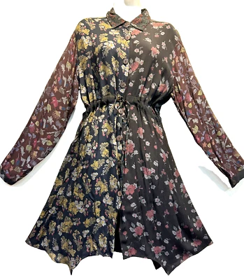 HILOS SAGRADOS Parche boho floral rayón mordedura de tiburón TOP VESTIDO TÚNICA XL Envío gratuito Foto 1 de 4