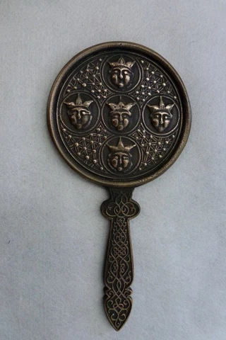 Solid Bronze Celtic Design Mirror - Original Antique Cover