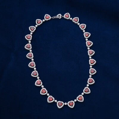 Carino Donna Opera Collana,con Trasparente & Red 5A Zircone Cubico Julia Roberts - Immagine 1 di 4