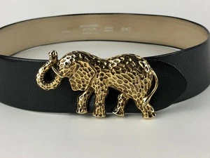 Accesorios de Perla Elefante Hebilla y Cinturón de Cuero Negro Talla L Patrón de Piel de Serpiente - Imagen 1 de 12