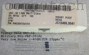10 pezzi  1,54 KOhm 1,5 KOhm  1/4W 1% Resistenze Basso rumore Dale ERC TCR 25ppm - Imagen 1 de 1