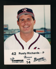 1989 Richmond Braves Team issue Photo card Rusty Richards 4x5 Bob's Camera's *