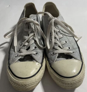 Converse All Star Silver Glitter Low Top Sneakers Women’s Size 8 Men’s Size 6 - Picture 1 of 6