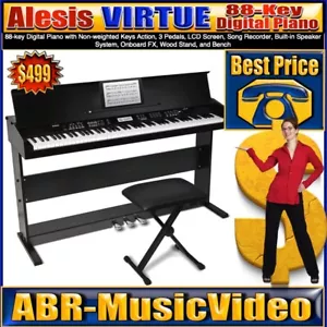 Alesis VIRTUE 88-Key Digital Piano w/ Stand & Adjustable Bench - Picture 1 of 20