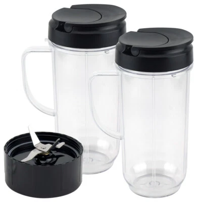 2 Pack 22 oz Tall Cup, Flip Top To-Go Lid + Cross Blade Replacement Magic Bullet - Image 1 of 4