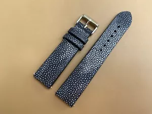 Black Stingray Leather Watch Strap Band, Size 18mm 19mm 20mm 21mm 22mm 24mm 26mm - Picture 1 of 9