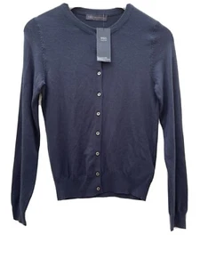 NUEVO M&S Colección Talla 8 Azul Marino Cuello Redondo Cárdigan Tejido Fino Manga Larga Top - Imagen 1 de 5