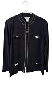 EUC Exclusively Misook Damen Cardigan Pullover mit durchgehendem Reißverschluss Größe M verziert - Bild 1 von 15