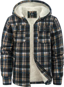 SCODI Men's Flannel Shirt Jacket Fleece Sherpa Lined Plaid Jackets Coat Full Zip - Picture 1 of 25