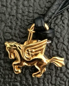 Auth Hermes Cadena Gold Pegasus Horse Motif bag charm lock Only NO BOX - Picture 1 of 7