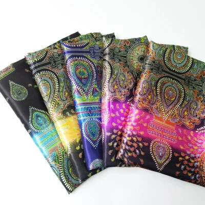 39 InchX 58 Inch Retro Dress Shirt Fabric Paisley Print Satin Material For Scarf - Image 1 of 4