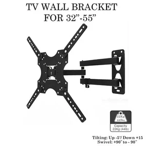 Full Motion Mount Swivel & Tilt TV Wall Bracket 32-55" for LED Plasma Television - Picture 1 of 10