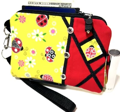 Серебряный блестящий божья коровка ручной работы деньги монета-ID-CreditCard кошелек с ремешком-кошелек-мешочек - Изображение 1 из 4