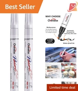 Oil-Based Paint Markers - Medium Tip White Pens for Versatile Surfaces, 2 Pack - Picture 1 of 9