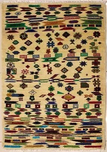 Rugstc 2.5x4 Senneh Gabbeh White Area Rug,Vegetable dye, Hand-Knotted,Wool Pile - Picture 1 of 5