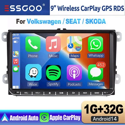 32G For VW Volkswagen Jetta Passat Android 14 Car Stereo Radio Carplay GPS WIFI - Image 1 of 4
