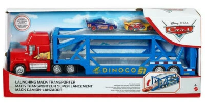 Disney PIXAR Cars GKR37 Truck Mack Transporter Blau mit 2 Cars Auto 1:55