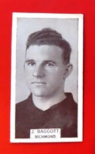 1933 WILLS VFL Cigarette Card:  JACK BAGGOTT  (Richmond)  #55