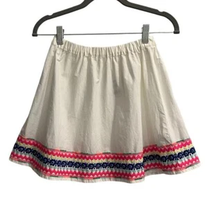 Crewcuts Size Large 10 / 12 Girls Skirt White With Embroidered Hemline NWT - Picture 1 of 5