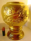 18/19C Beautiful Japanese Brass Relief Decorated Censer Vase W Birds & Blossom