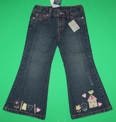 Calça jeans azul 4 nova com etiquetas remendo de abóbora SPRING FLOWER PATCH meninas  - Imagem 1 de 4