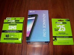 Reduced NEW $25 Sim Card & BLU GSM Advance 4M, 4GB Memory Smart Phone (Unlocked) - Picture 1 of 4