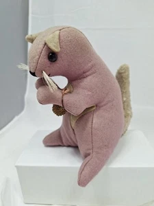 Vintage 8" Purple Felt Squirrel w/Acorn Home Made Soft Stuffed Toy circa 1960s - Picture 1 of 8