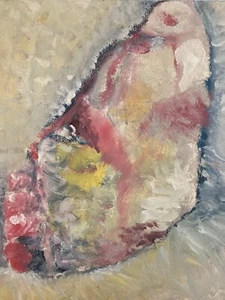 Very Pretty Painting Oil Wood Marie Magescas Abstract 1993 Expressionism Art - Picture 1 of 9