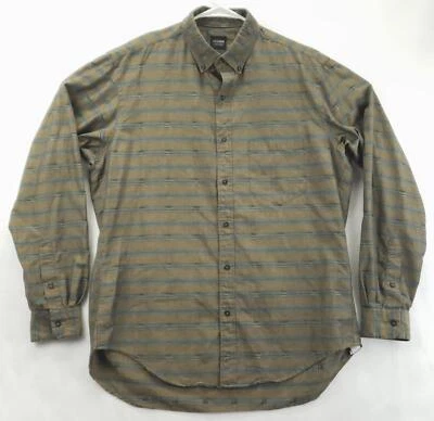 Vintage Acorn by Bob Goldfeder Shirt Mens L Military Green Striped Button-Down - Image 1 of 4